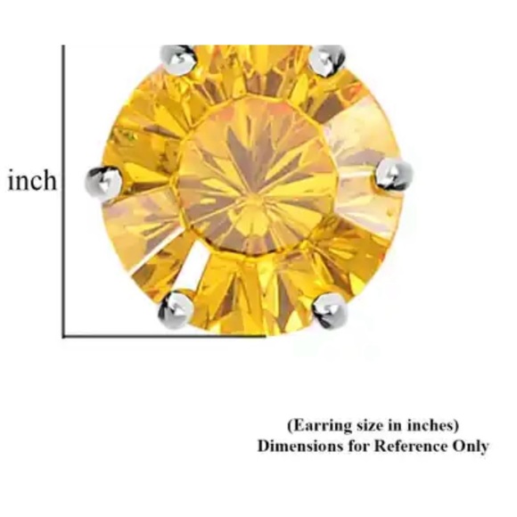 Lustro Stella Finest Yellow CZ Stud Earrings in Platinum over Sterling Silver - Picture 7 of 8
